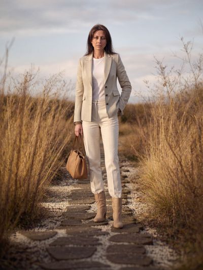 Брючный костюм бежевый, хлопок 100%